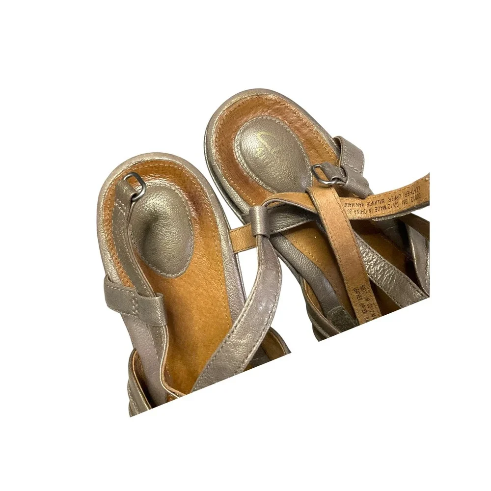 Clarks‎ Artisan Womens Gold Metallic Leather Strappy Wedge Sandals 9M Summer